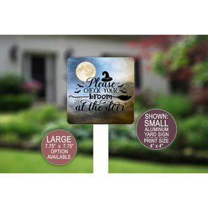 Halloween Decoration, Witch Hat Moon, Metal Yard Sign, Spooky Moon Porch Decor